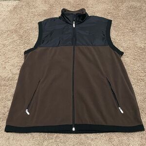 Vintage Y2K Grey Tag Nike Brown and Black Fleece Vest Mens Size XL